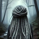 Weiße Frau mit grauen Dreadlocks