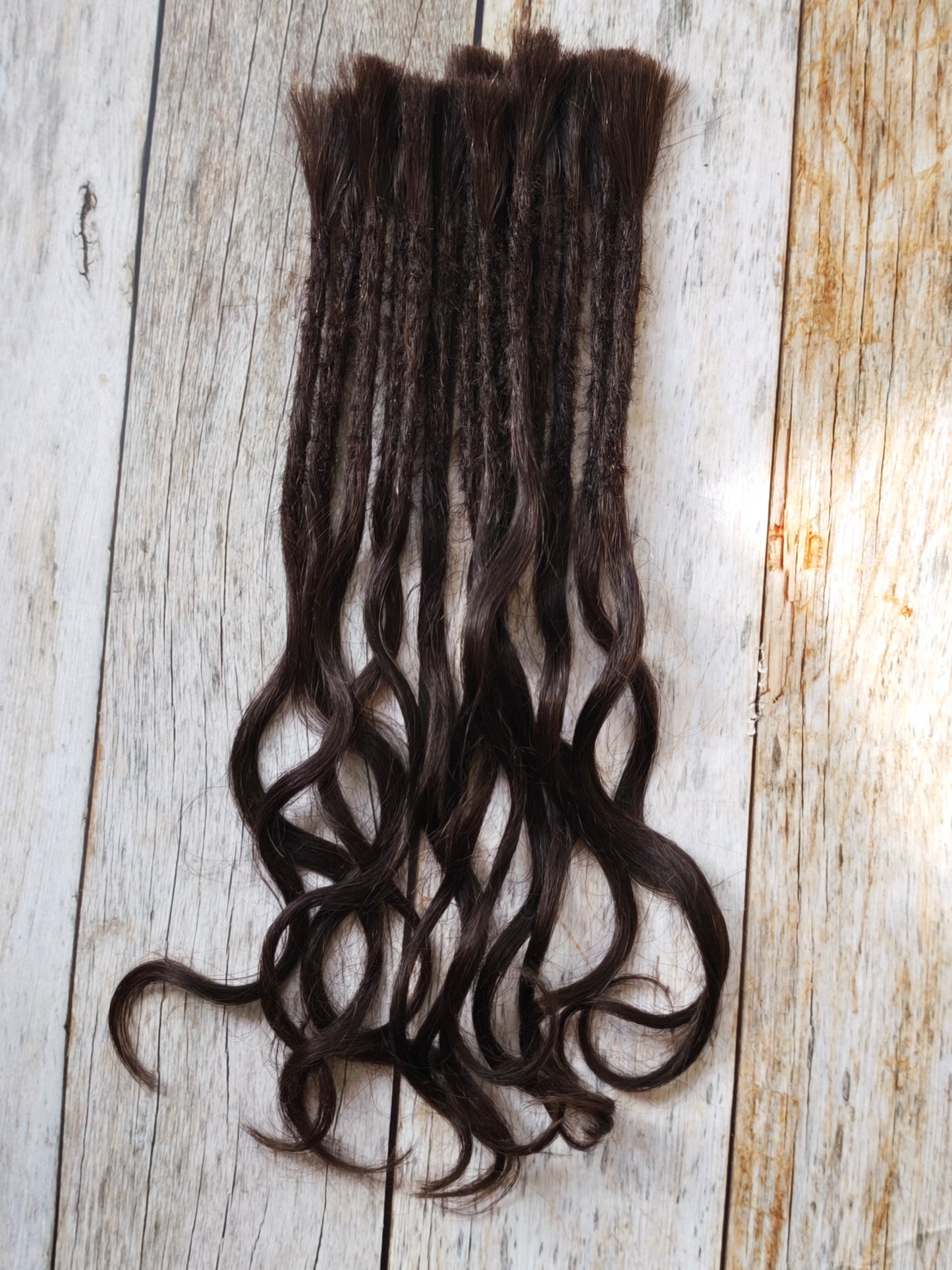 Echthaar Dread Extensions | dunkelbraun 2 | gewellte Spitzen