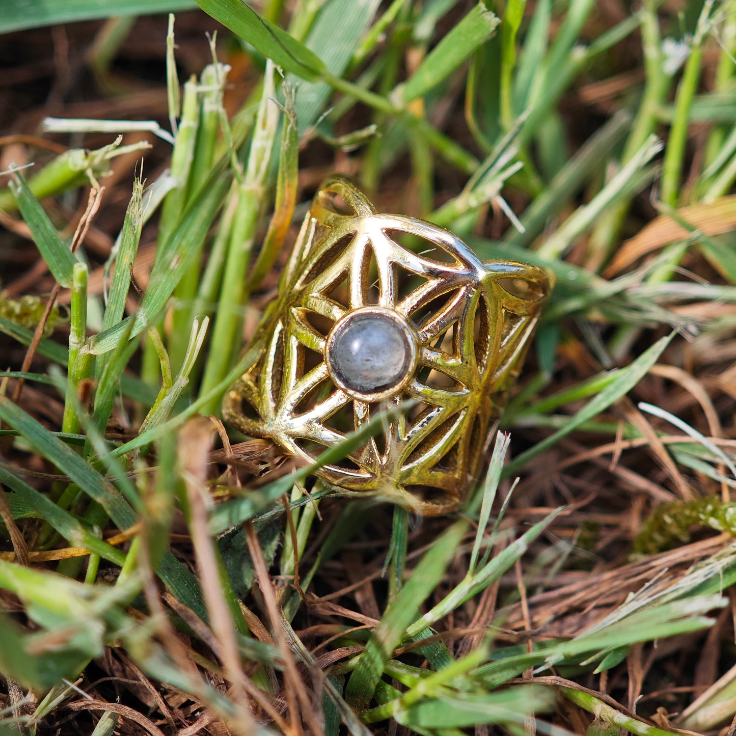Dreadperle "Moonlight Crystal" aus Messing