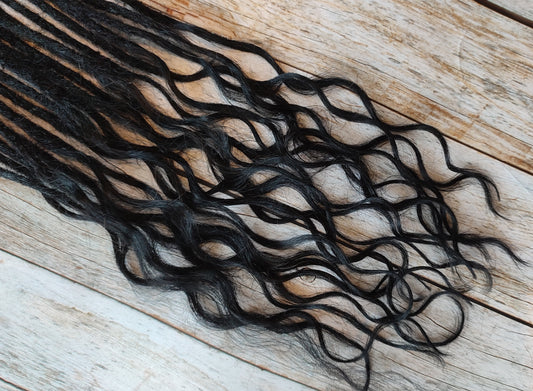 Echthaar Dread Extensions | schwarz 1 | gewellte Spitzen