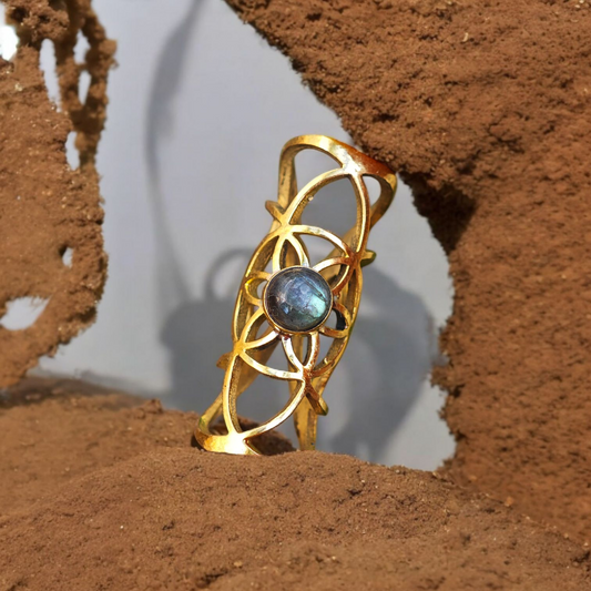 Dreadperle "Little Flower" aus Messing mit Labradorit