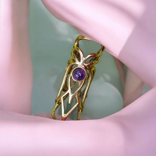 Dreadperle "Butterfly" aus Messing mit Amethyst