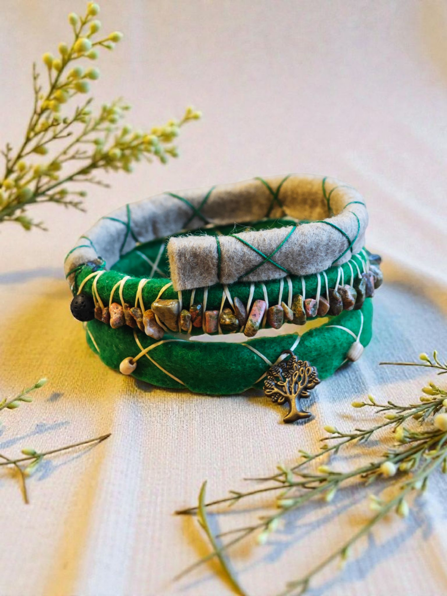 Premium Dreadspirale | Spiralock "Heartroot Unakite" mit Unakit