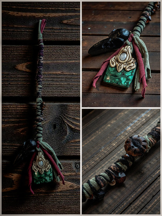 Dreadwrap "Forest Raven" mit Malachit