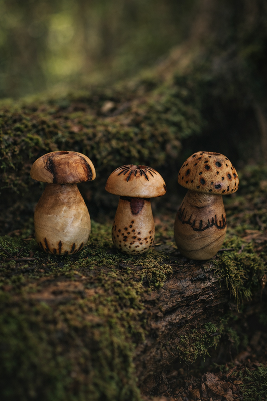 Pilz-Dreadperlen aus Buche | Größe S