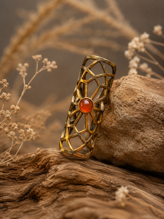 Dreadperlen Messing | "Sacred Geometry" mit Karneol | Gr. L