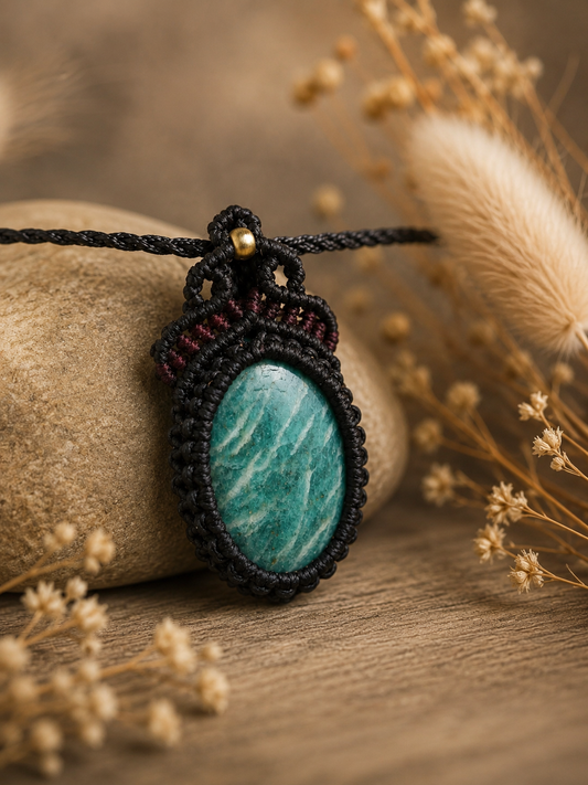 Handgeknüpfte Edelstein Kette mit Amazonit