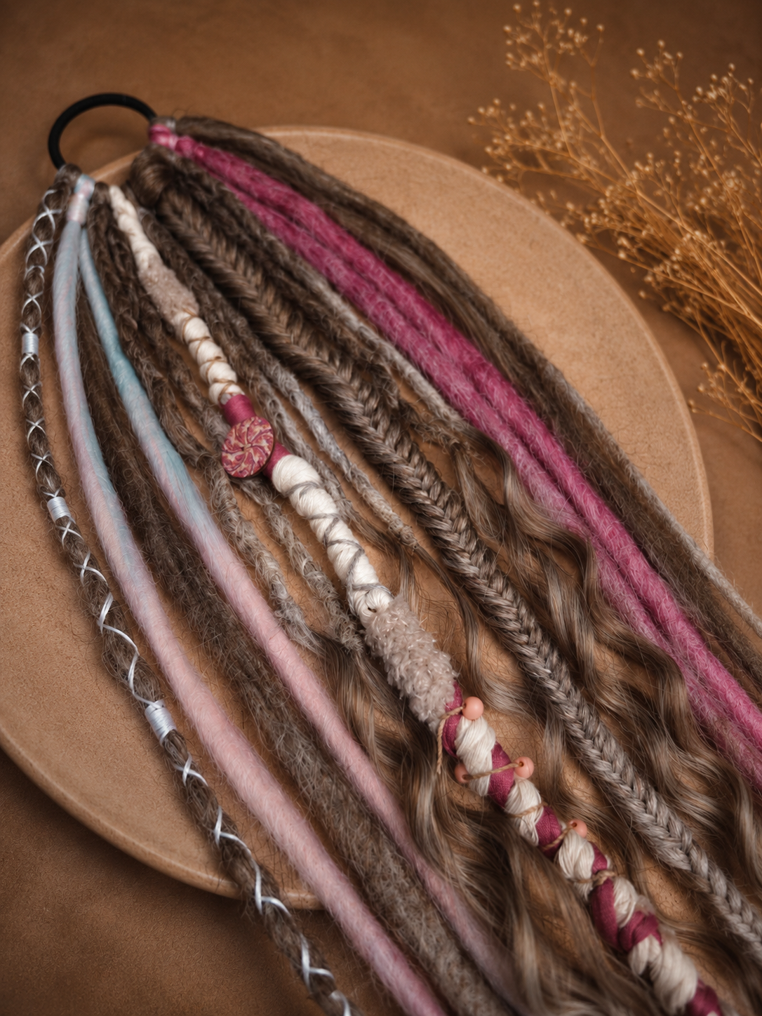 Ready to ship | Dreadset "Raspberry Latte" mit Haargummi