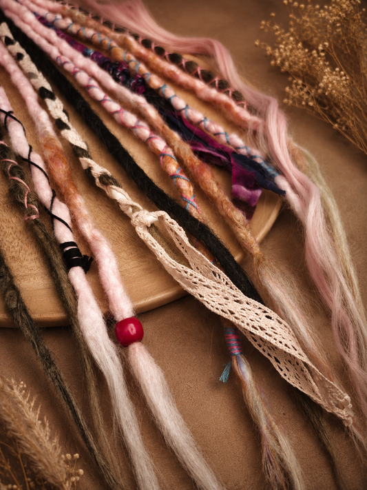 Ready to ship | Dreadset "Marshmallow Mocha" mit Haargummi