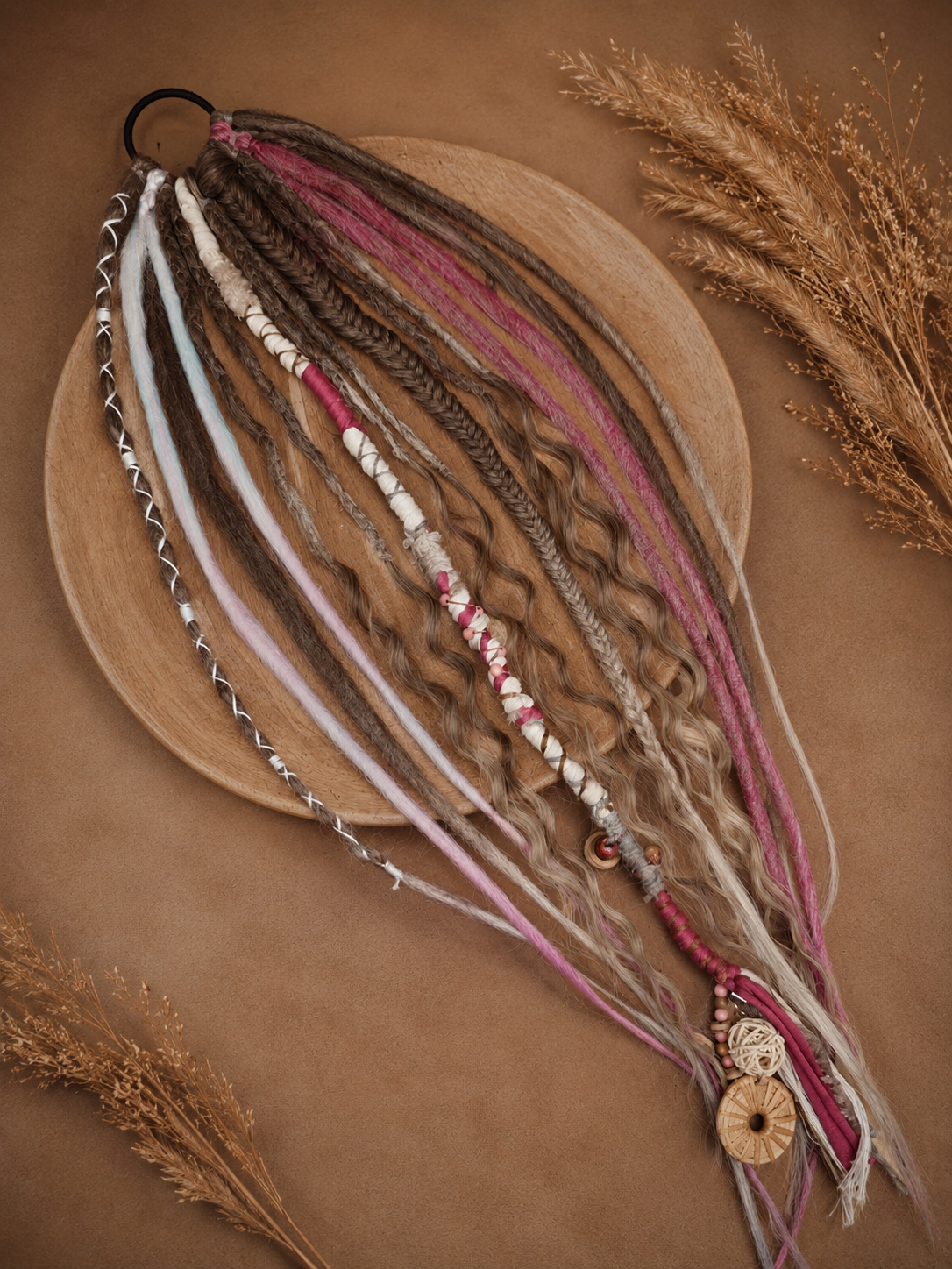 Ready to ship | Dreadset "Raspberry Latte" mit Haargummi