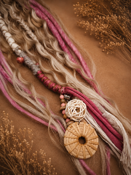 Ready to ship | Dreadset "Raspberry Latte" mit Haargummi