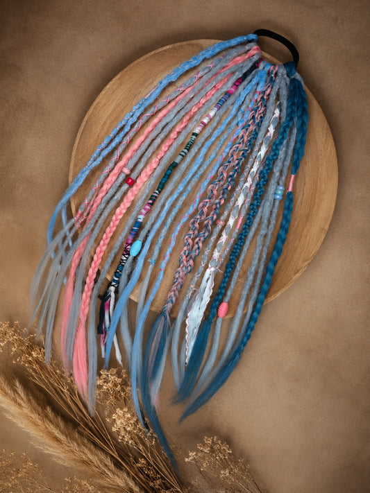 Ready to ship | Dreadset "Blueberry Cotton" mit Haargummi