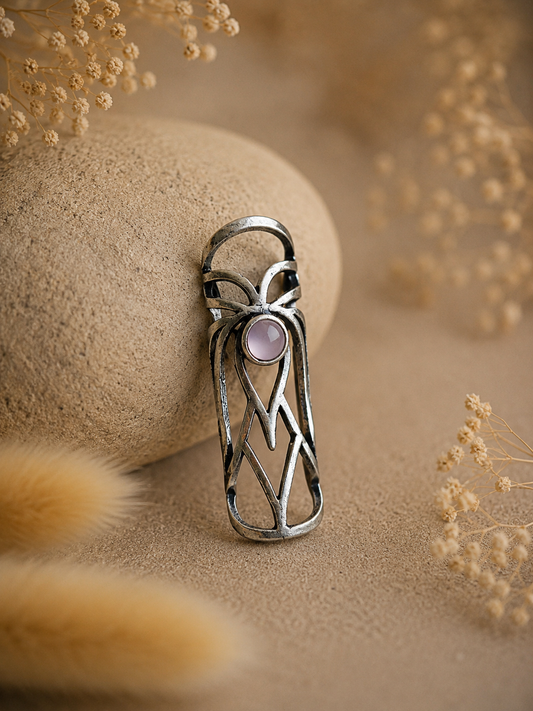 Dreadperlen silber beschichtetes Messing | "Butterfly" mit Rosenquarz | Gr. L